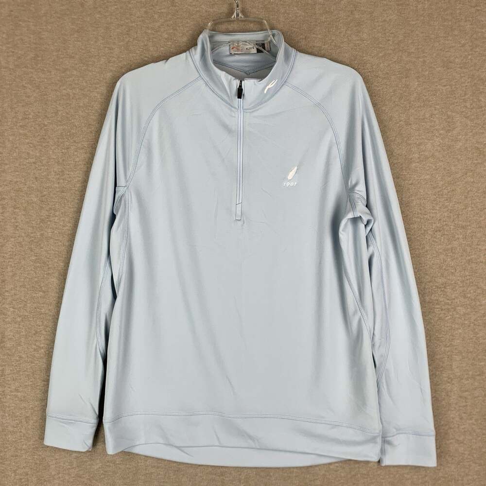 KJUS Keano Half Zip Pullover Sweater Men's Medium 1901 Blue Golf Performance